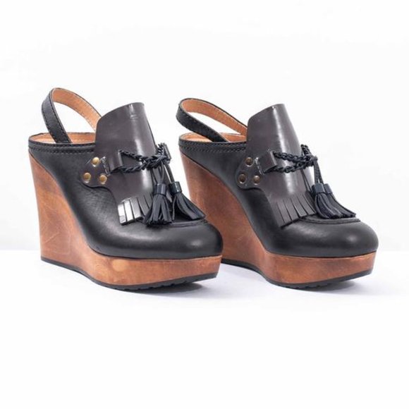 See by Chloe Tassel Loafer Slingback Clogs with Wooden Wedge - Picture 2 of 5